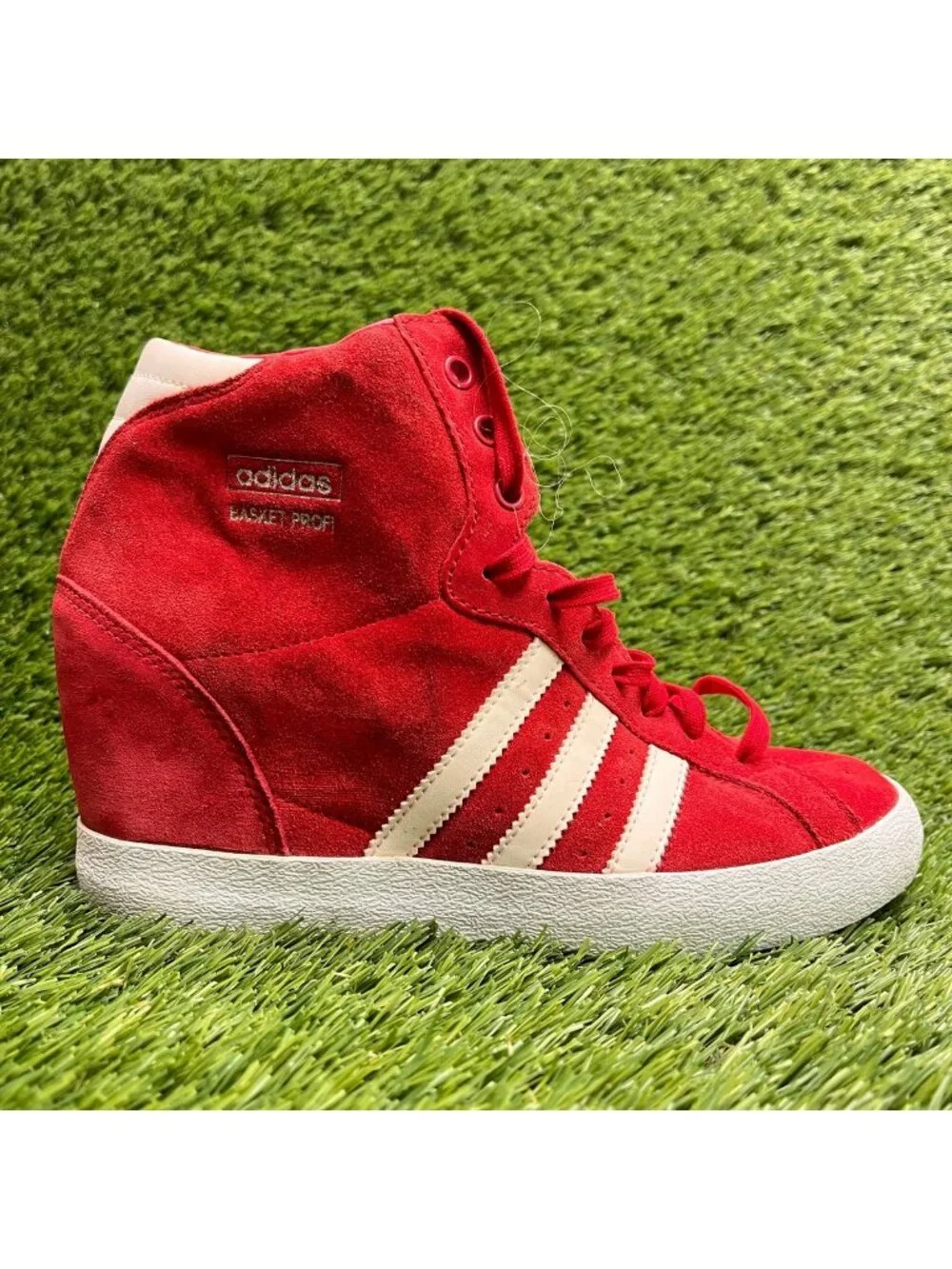 Adidas Basket Profi Up Womens Size 7 Red Athletic Hidden Wedge Shoes Sneakers
